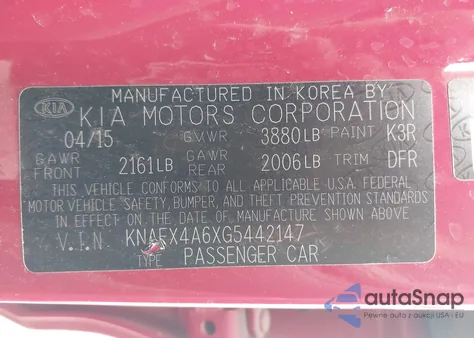 2016 Kia Forte Lx из США, поврежденный, VIN KNAFX4A6XG5442147